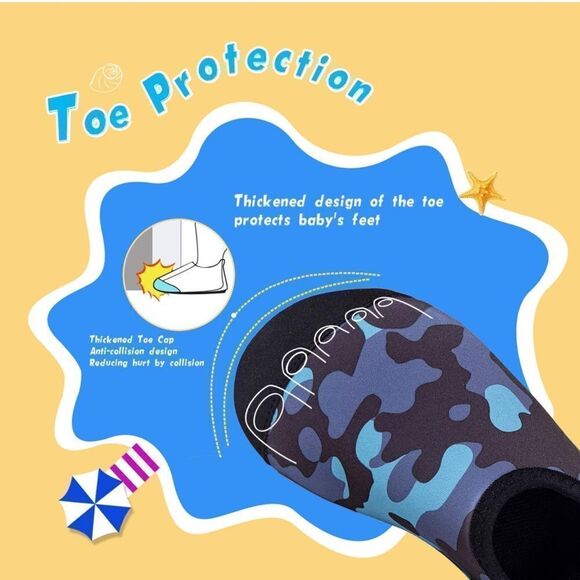 Toddler Blue Camouflage Quick Dry Water Shoes Beach Pool Camping - Picture 8 of 10